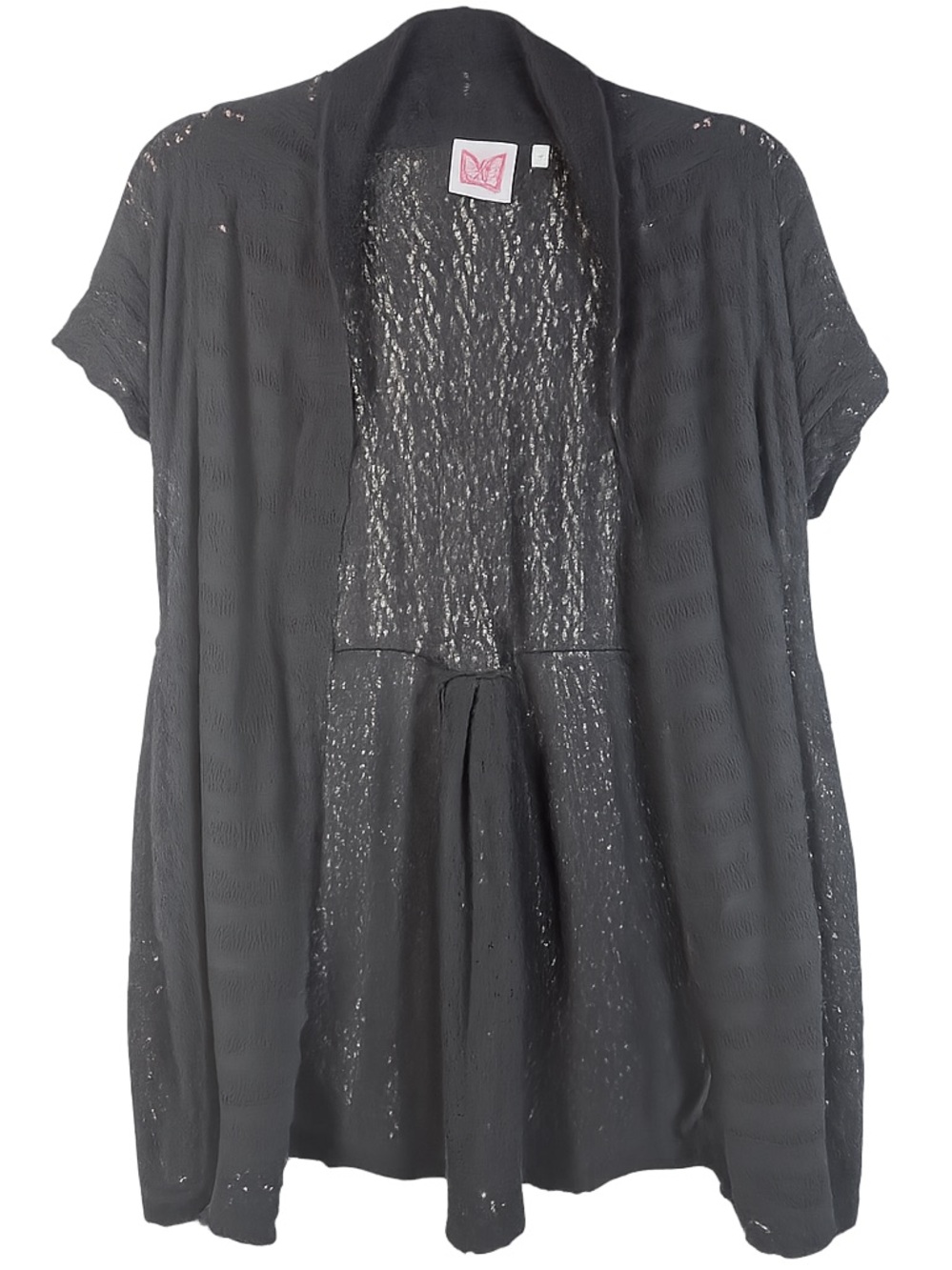 Black Lightweight Open Knit Boho Cardigan - Picture 3 of 5